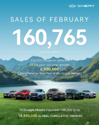 Chery Jadi Merek Otomotif Tiongkok Pertama yang Melampaui 6 Juta Unit  Ekspor, Penjualan Global Februari Tumbuh 41,5%